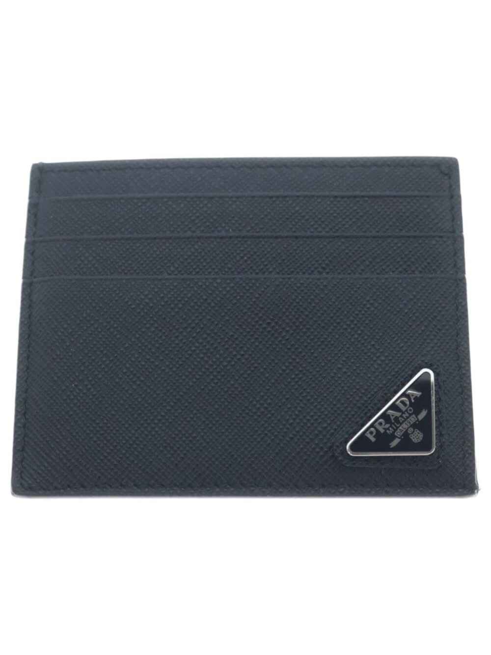 Prada Saffiano Triangle Logo Card Case Black